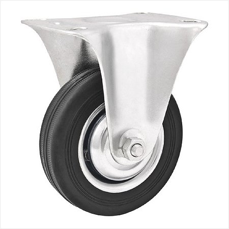 Rodízio fixo leve 8" de borracha preto - Vonder