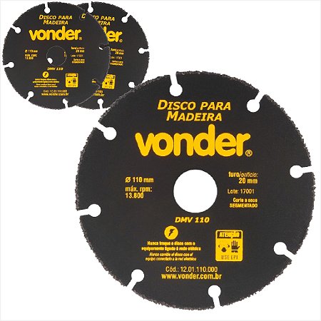 Kit com 3 Discos de corte para madeiras e derivados 110 mm DMV 110 - Vonder