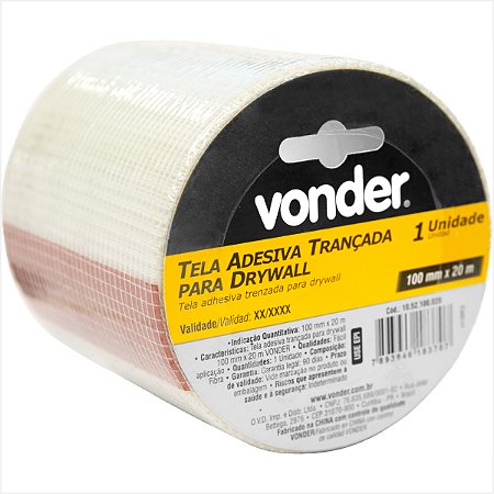 Tela adesiva trançada para drywall 100 mm x 20 m - Vonder