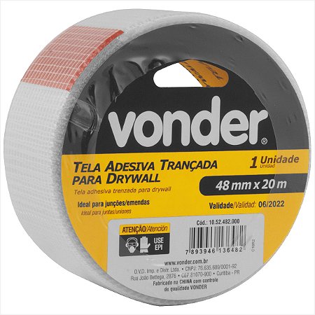 Tela adesiva trançada para drywall 48 mm x 20 m - Vonder