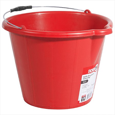 Balde de plástico extraforte 12 litros vermelho - NOVE54