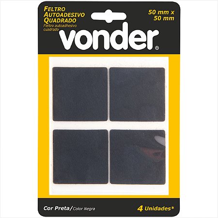 Feltro autoadesivo preto quadrado 50 mm - Vonder