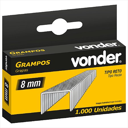 Grampo reto 8 mm com 1.000 peças - Vonder
