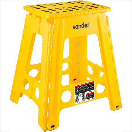 Banqueta plástica dobrável amarela altura 450mm - Vonder