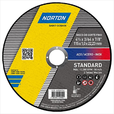 Disco de corte 115 mm x 1 mm x 22,23 mm standard - Norton