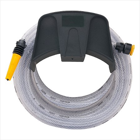 Mangueira para jardim trançada transparente 30 m com suporte - Vonder