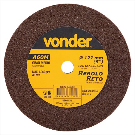 Rebolo reto 5" x 5/8" médio - Vonder