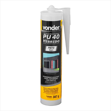 Selante de poliuretano híbrido PU 40 preto 387 g - Vonder