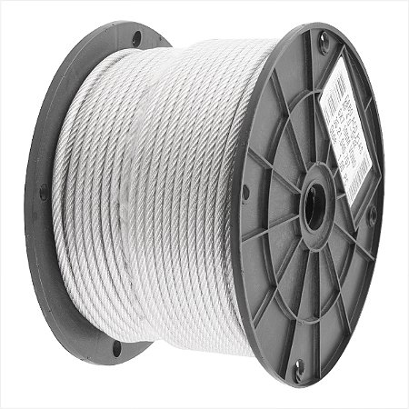 Cabo de aço plastificado transparente alma de fibra 3,97 mm - 5/32" 6 x 7 - Vonder