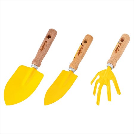 Conjunto para jardim com 3 peças cabos em madeira - Vonder