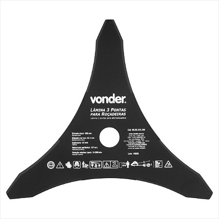 Lâmina de 3 pontas para roçadeiras 300 mm x 25,4 mm - Vonder