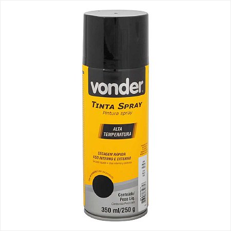 Tinta em spray alta temperatura preto fosco 350 ml/250 g - Vonder
