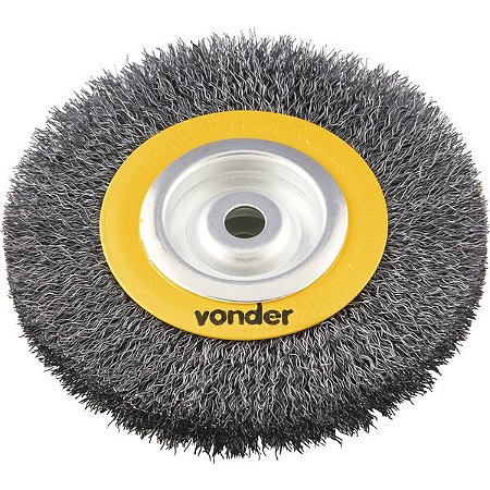 Escova circular de aço, ondulada, 6" x 3/4" x 5/8" (152,4 mm x 19,1 mm x 15,9 mm) - VONDER