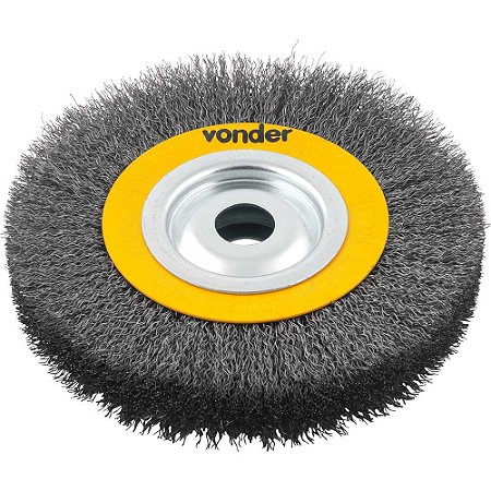 Escova circular de aço, ondulada, 6" x 1" x 3/4" (152,4 mm x 25,4 mm x 19,1 mm) - Vonder