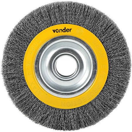 Escova circular de aço, ondulada, 8" x 1.3/16" ( 203 mm x 30 mm), com bucha de redução - Vonder
