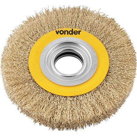Escova circular aço latonado, 6" x 3/4" (152,4 mm x 19,1 mm), com bucha de redução - Vonder
