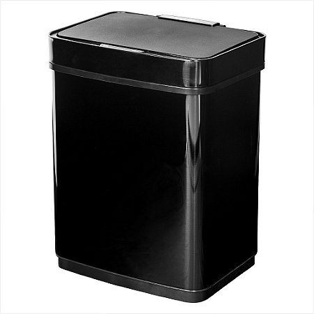 Lixeira retangular com sensor de abertura 50 litros inox preta - Vonder