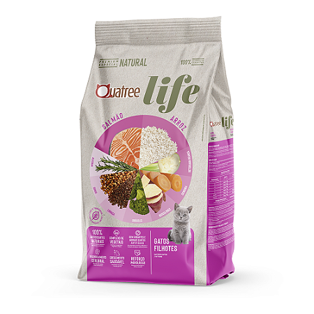 Ração Seca Quatree Life Salmão e Arroz Gatos Filhotes