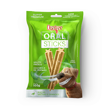 Snack Quatree para Cães Adultos Porte Médio e Grande Sabor Menta