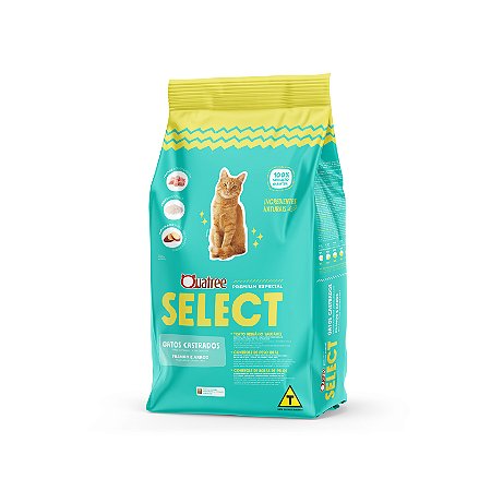 Ração Seca Quatree Select Frango Arroz Gatos Castrados