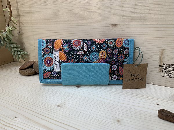 CARTEIRA MEL - FLORAIS AZUIS