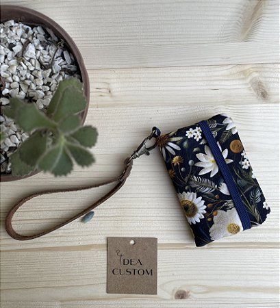 MINI CARTEIRA CHAVEIRO - MARGARIDAS