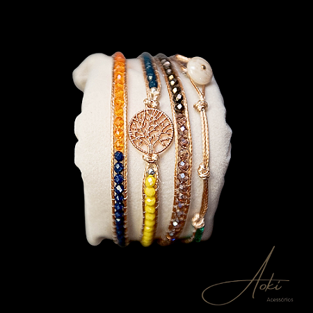 PULSEIRA ÁRVORE DA VIDA AZUL LARANJA