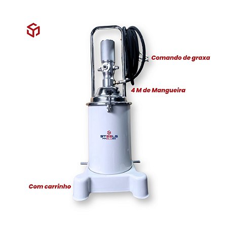 ST10267-13 PROPULSORA PNEUMÁTICA P/GRAXA COMPLETA 50:1 800gr/min C/RESERVATÓRIO 13kg E CARRINHO