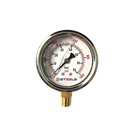 ST10217 MANÔMETRO COM GLICERINA SAÍDA VERTICAL 63MM 1/4'' NPT 1000 PSI