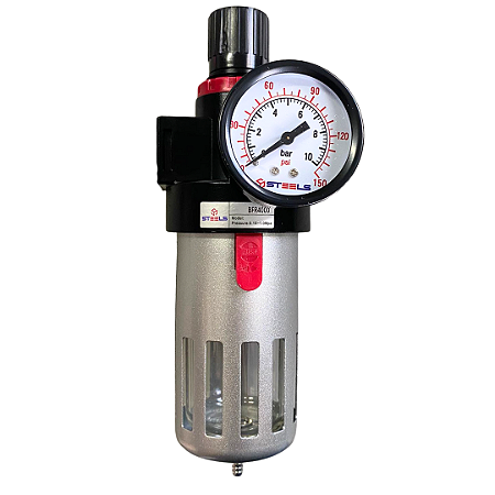 ST10017-14 Filtro regulador de ar 1/4" com manômetro e capa de proteção