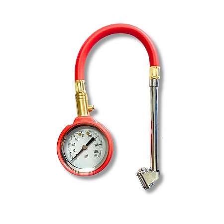 ST10289-27C Calibrador de pressão para veículos pesados 0-160 PSI C/Bico duplo - Vermelho