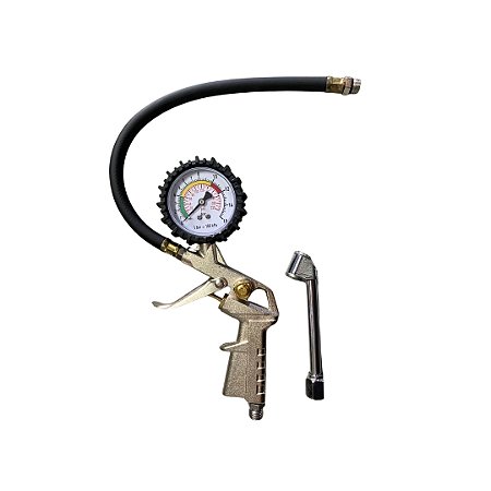 ST10290-BD Calibrador de Pressão 0-220 PSI C/Bico Duplo e manômetro - Alumínio