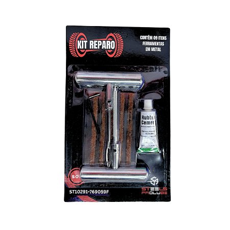 ST10291-769059F Kit Reparo de metal para Pneus sem câmara - veículos de passeio e moto ( 9 ITENS )