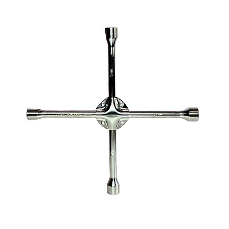 ST10302 Chave de roda tipo Cruz 4 bocas 17mm x 19mm x 21mm e 23mm em Aço Cromo-Vanádio (CRV) 350mm