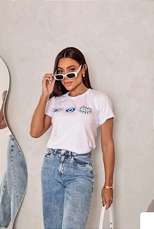 T-Shirt Blusa olho grego Plus GG Feminina Algodão