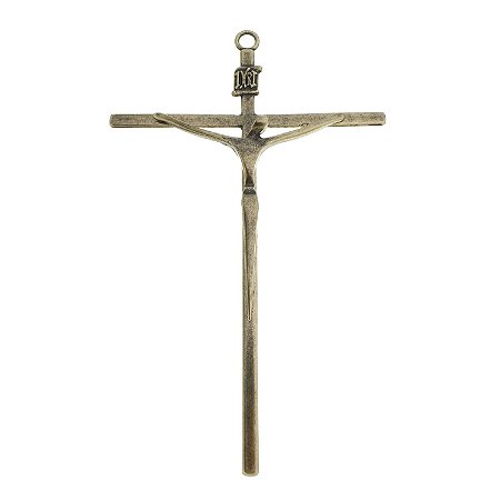 Crucifixo em Modelo Estilizado de Parede cor Ouro Envelhecido 19,7cm