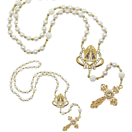 Terço de Noiva Pérola de Nossa Senhora Aparecida Dourado