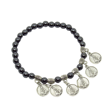 Pulseira com Medalhas de Nossa Senhora Aparecida de Hematita