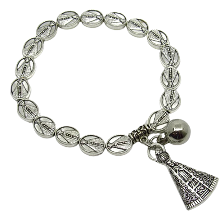 Pulseira com Medalhas de Nossa Senhora Aparecida Metal Envelhecido