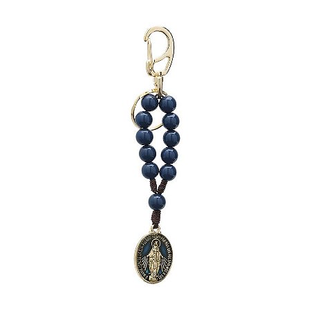 Chaveiro Dezena 10mm Polido Azul de Nossa Senhora das Graças