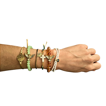 Kit Pulseiras Femininas Jovens Católicos "Maria Passa Na Frente"