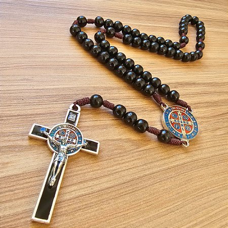 Terço de São Bento Original Preto com Medalha Colorida