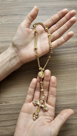 Santo Terço de Noiva de Mão Dourado (27cm)
