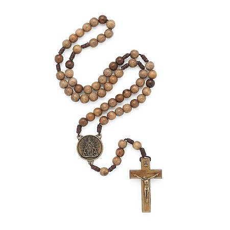 Terço de Nossa Senhora Aparecida de Madeira Imbuia 10mm