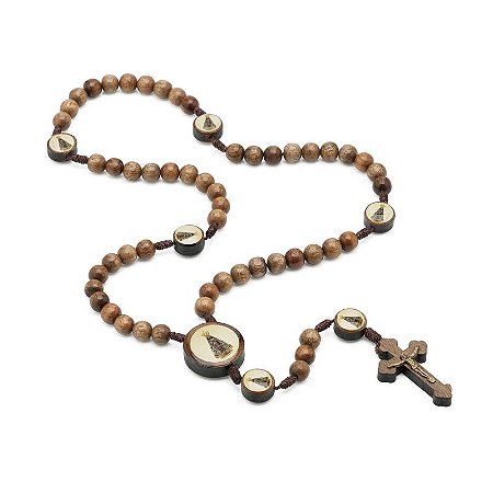 Terço de Nossa Senhora Aparecida de Madeira Imbuia 8mm