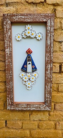 Quadro Nossa sra Aparecida patinado