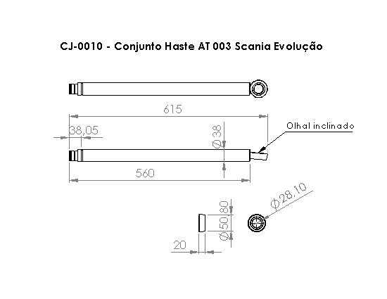 CONJUNTO HASTE AT 003 SCANIA EVOLUÇÃO (REF 1517324 / 1549738)