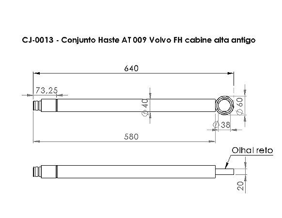 CONJUNTO HASTE AT 009 VOLVO FH CABINE ALTA ANTIGO (REF 3944751 / 20452326)