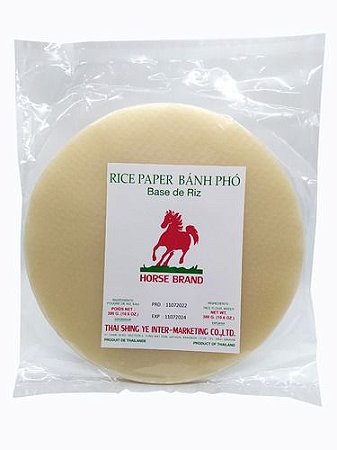 Folha Papel De Arroz Redondo 22cm Banh Pho Horse Brand 300g