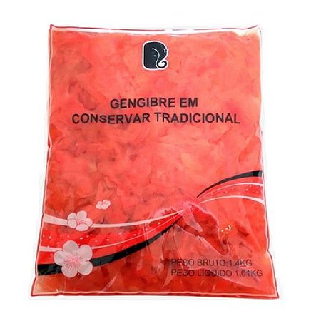 Gengibre Tradicional Fatiado Rosado Em Conserva 1kg